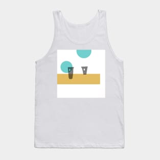 Two For Tea on A Summer Afternoon Minimal Retro Abstract With Bokah Tank Top